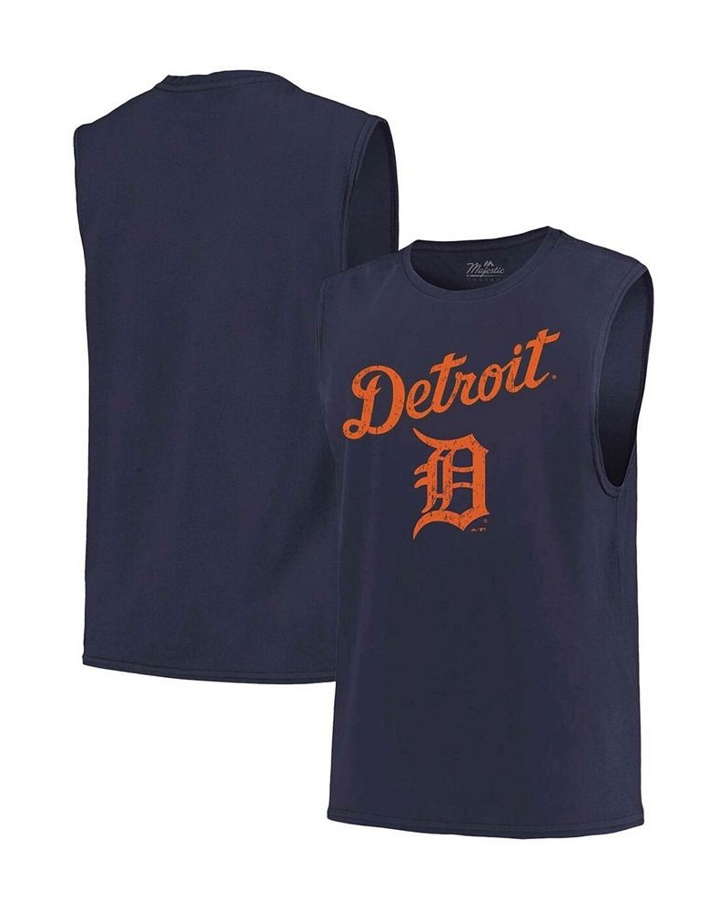 Men's Navy Detroit Tigers Softhand Muscle Tank Top $22.00 T-Shirts