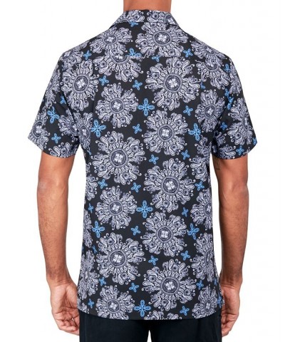 Men's Regular-Fit Non-Iron Performance Stretch Medallion-Print Button-Down Camp Shirt Black $34.06 Shirts