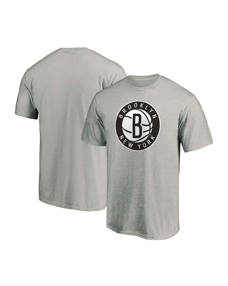 Men's Heathered Charcoal Brooklyn Nets Primary Team Logo T-shirt $13.95 T-Shirts