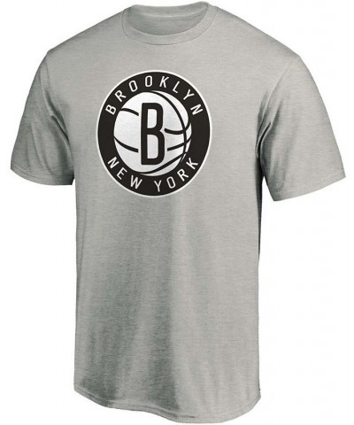 Men's Heathered Charcoal Brooklyn Nets Primary Team Logo T-shirt $13.95 T-Shirts