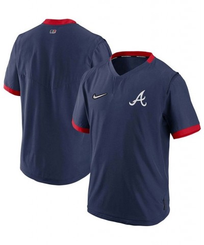 Men's Navy, Red Atlanta Braves Authentic Collection Short Sleeve Hot Pullover Jacket $42.30 Jackets