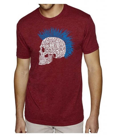 Men's Premium Word Art T-Shirt - Punk Mohawk Red $23.84 T-Shirts