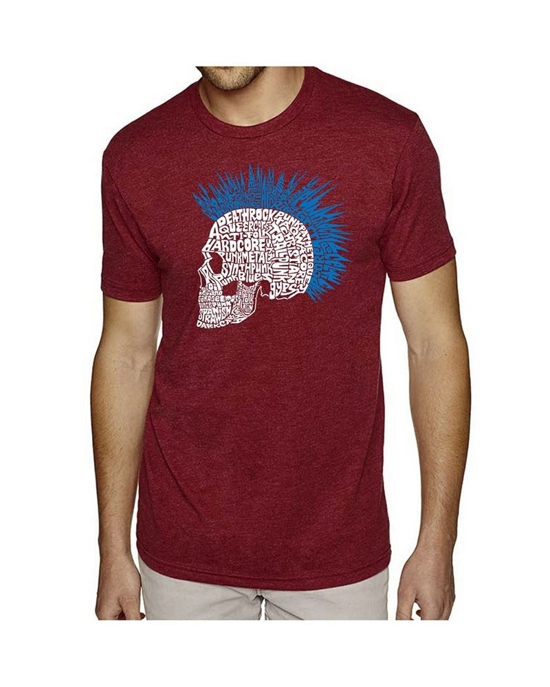 Men's Premium Word Art T-Shirt - Punk Mohawk Red $23.84 T-Shirts