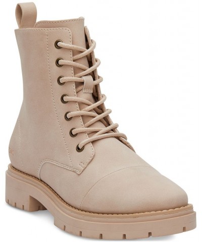 Women's Alaya Lace-Up Lug Combat Booties White $33.79 Shoes
