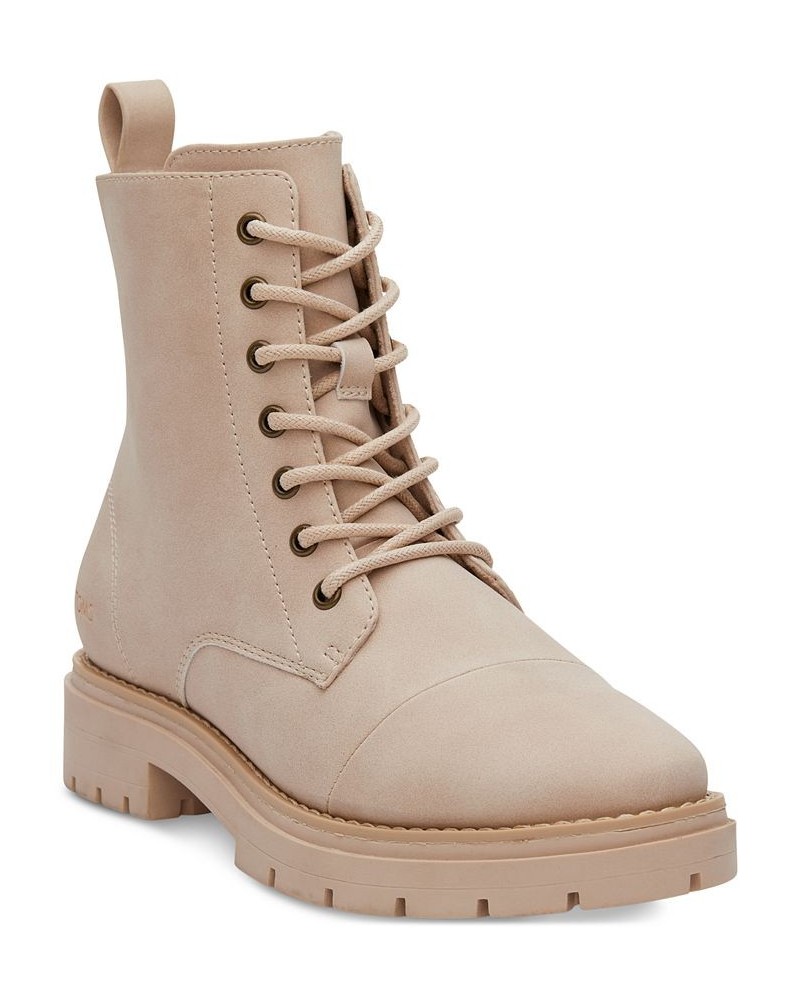 Women's Alaya Lace-Up Lug Combat Booties White $33.79 Shoes