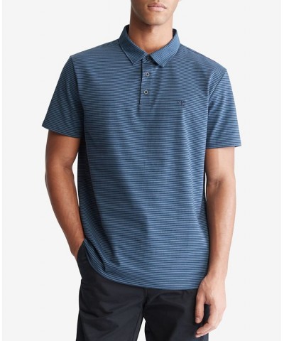 Men's Smooth Cotton Feeder Stripe Polo Shirt Blue $26.99 Shirts