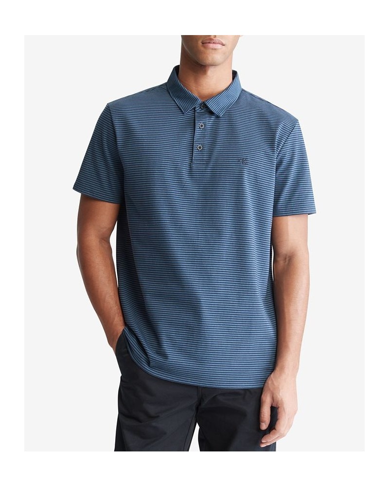 Men's Smooth Cotton Feeder Stripe Polo Shirt Blue $26.99 Shirts