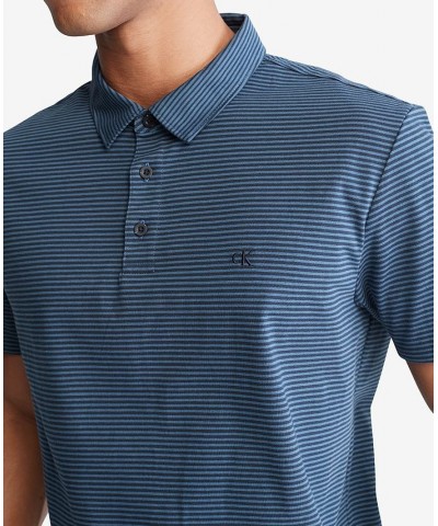 Men's Smooth Cotton Feeder Stripe Polo Shirt Blue $26.99 Shirts