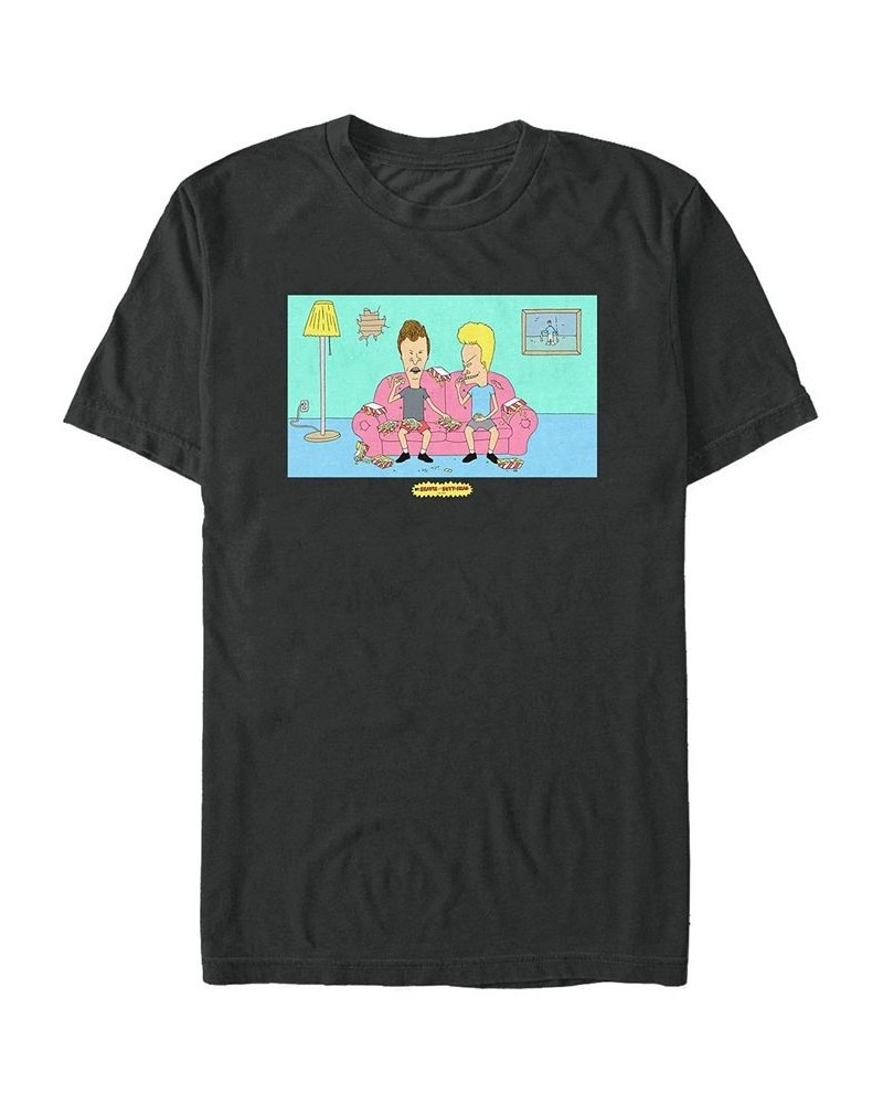 Men's Beavis and Butthead Couch Duo Short Sleeve T- shirt Black $19.24 T-Shirts