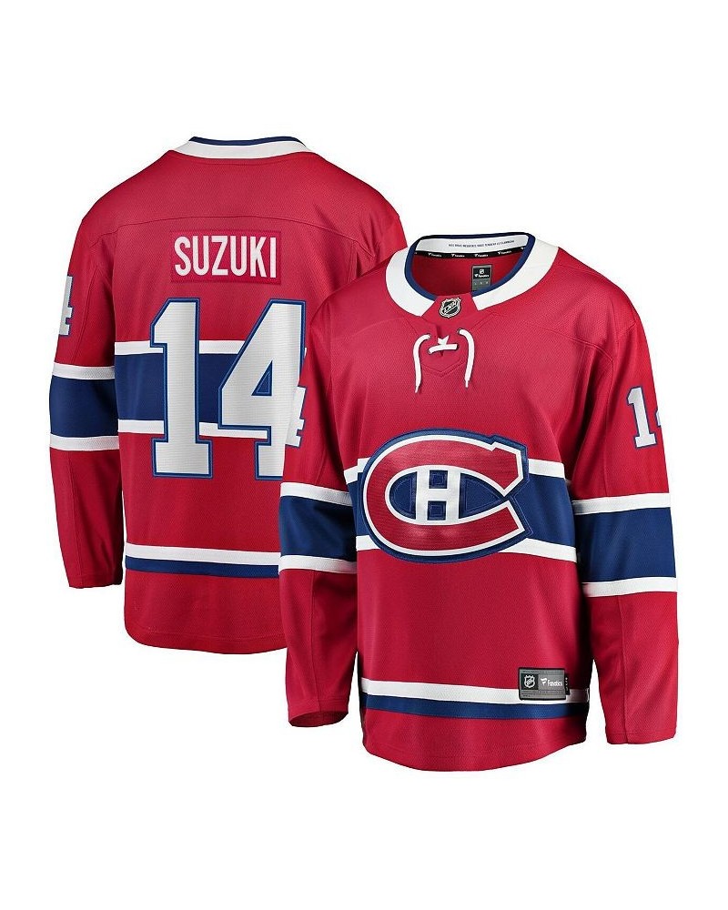 Men's Branded Nick Suzuki Red Montreal Canadiens Home Premier Breakaway Player Jersey $55.50 Jersey