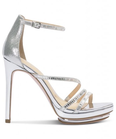 Embla Ankle-Strap Embellished Dress Sandals Silver $45.60 Shoes