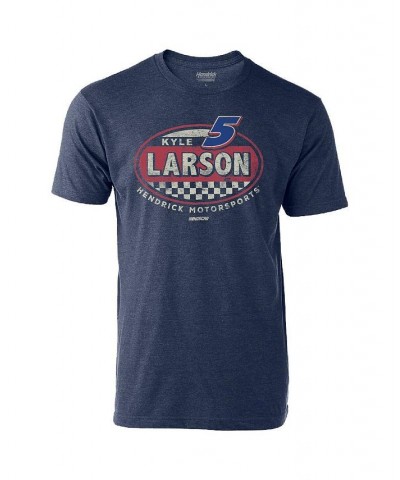 Men's Heathered Navy Kyle Larson Vintage-Like Rookie T-shirt $14.35 T-Shirts