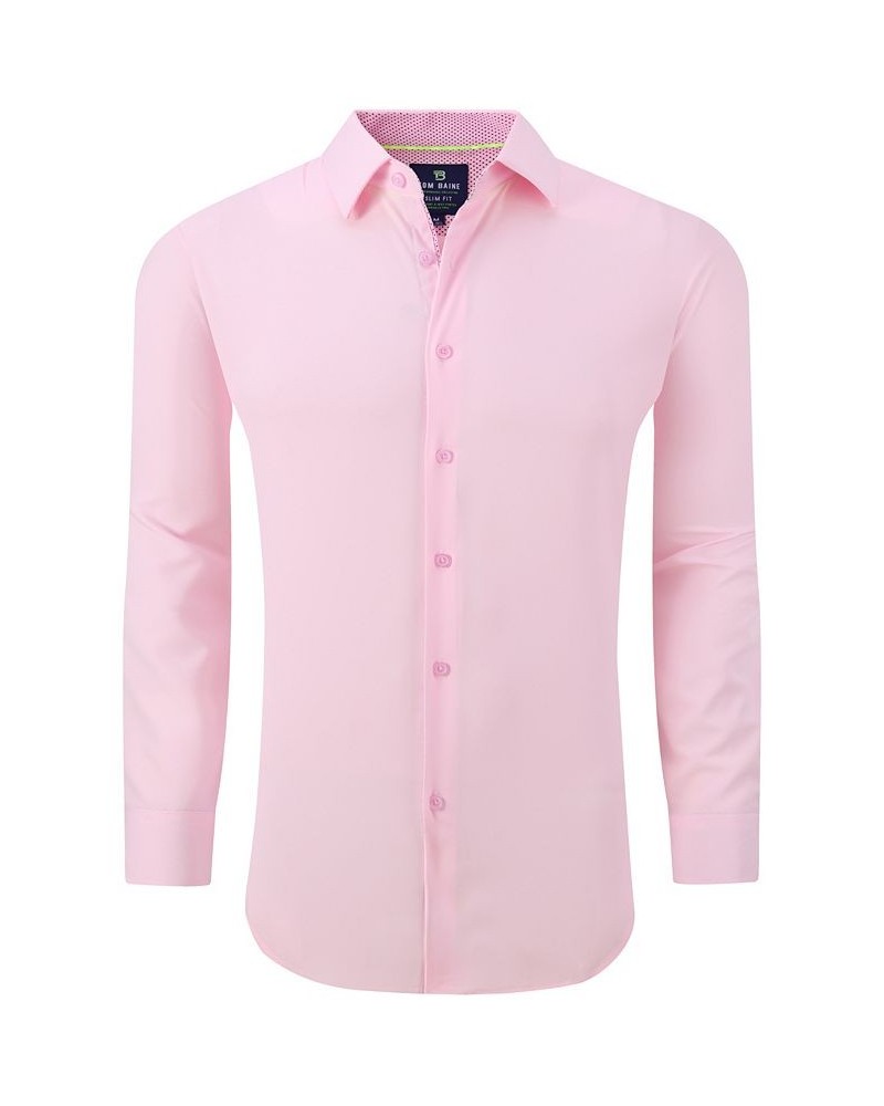 Men's Slim Fit Performance Solid Button Down Shirt Pink $23.84 Dress Shirts