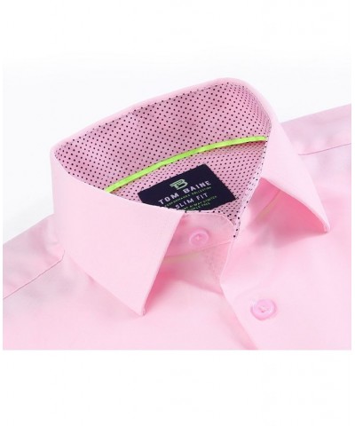 Men's Slim Fit Performance Solid Button Down Shirt Pink $23.84 Dress Shirts