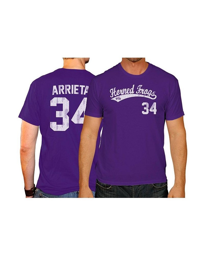 Men's Jake Arrieta Purple TCU Horned Frogs NCAA Baseball T-shirt $23.93 T-Shirts