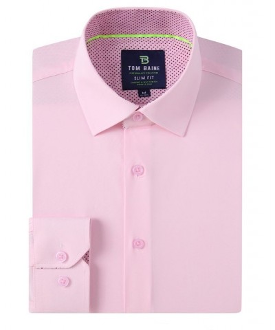 Men's Slim Fit Performance Solid Button Down Shirt Pink $23.84 Dress Shirts