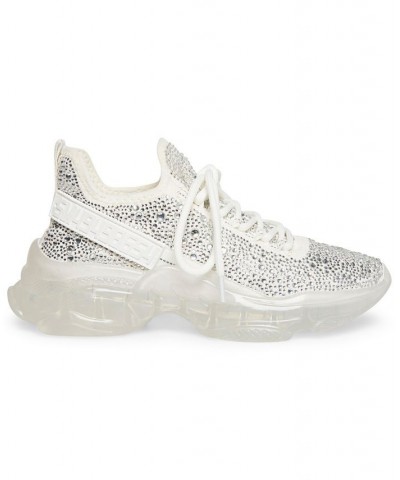 Women's Maxima Rhinestone-Trim Trainer Sneakers White/Rhinestone $32.70 Shoes