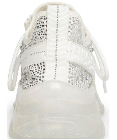 Women's Maxima Rhinestone-Trim Trainer Sneakers White/Rhinestone $32.70 Shoes