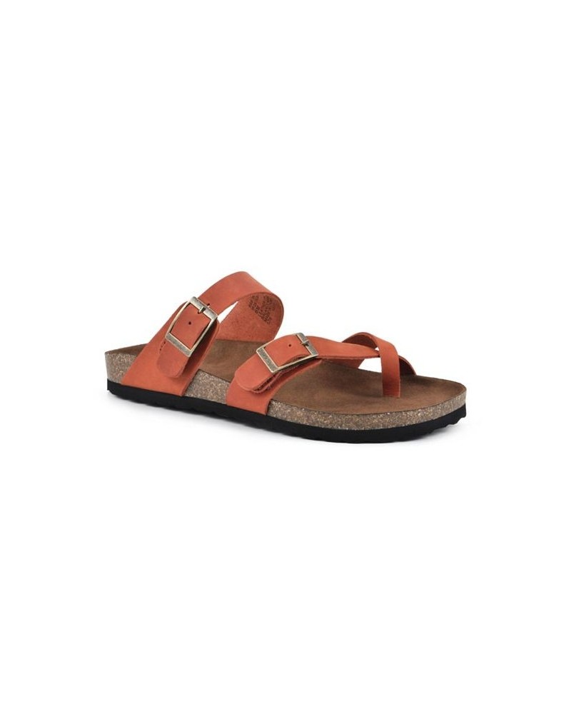 Women's Gracie Leather Footbed Sandal Orange $23.50 Shoes