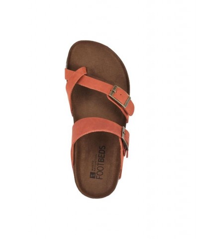 Women's Gracie Leather Footbed Sandal Orange $23.50 Shoes