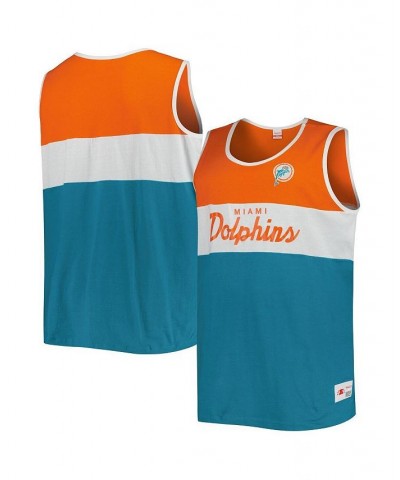 Men's Orange, Aqua Miami Dolphins Split Body Big and Tall Tank Top $33.59 T-Shirts