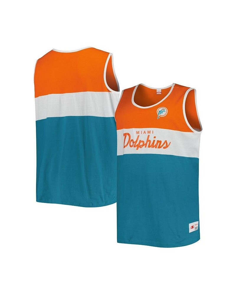 Men's Orange, Aqua Miami Dolphins Split Body Big and Tall Tank Top $33.59 T-Shirts