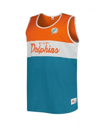 Men's Orange, Aqua Miami Dolphins Split Body Big and Tall Tank Top $33.59 T-Shirts