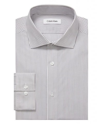 Men's Steel and Slim Fit Stretch Wrinkle Free Dress Shirt Gray $19.30 Dress Shirts