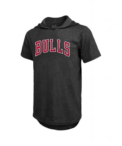 Men's Threads Heathered Black Chicago Bulls Wordmark Tri-Blend Hoodie T-shirt $35.99 T-Shirts