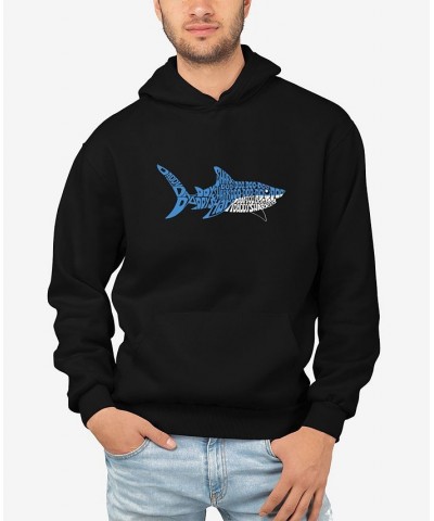 Men's Word Art Daddy Shark Hooded Sweatshirt Black $35.39 Sweatshirt
