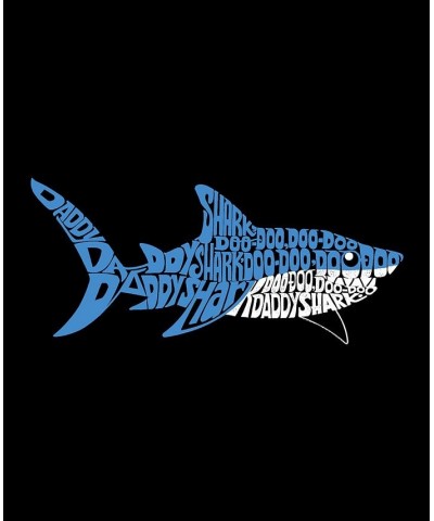 Men's Word Art Daddy Shark Hooded Sweatshirt Black $35.39 Sweatshirt