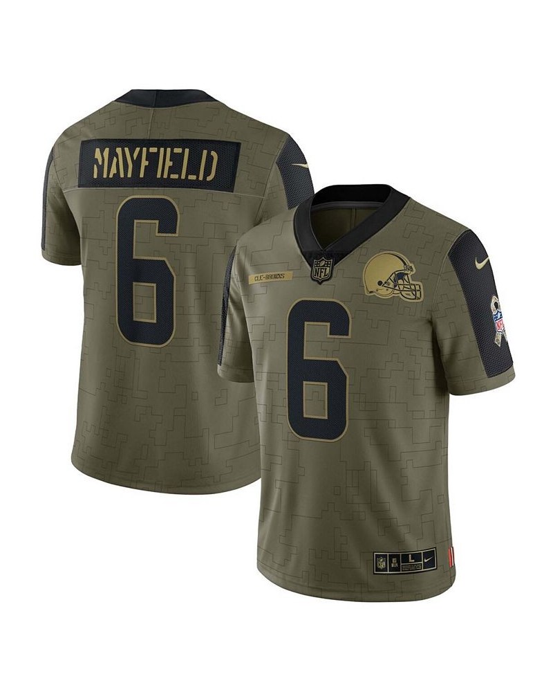 Men's Baker Mayfield Olive Cleveland Browns 2021 Salute To Service Limited Player Jersey $49.32 Jersey