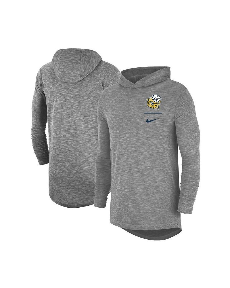 Men's Gray Michigan Wolverines Slub Performance Long Sleeve Hoodie T-shirt $30.10 T-Shirts