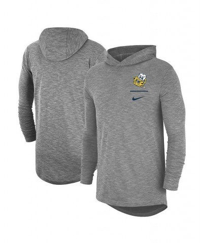 Men's Gray Michigan Wolverines Slub Performance Long Sleeve Hoodie T-shirt $30.10 T-Shirts