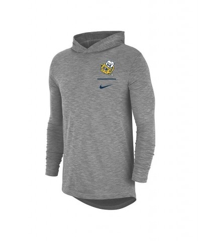 Men's Gray Michigan Wolverines Slub Performance Long Sleeve Hoodie T-shirt $30.10 T-Shirts