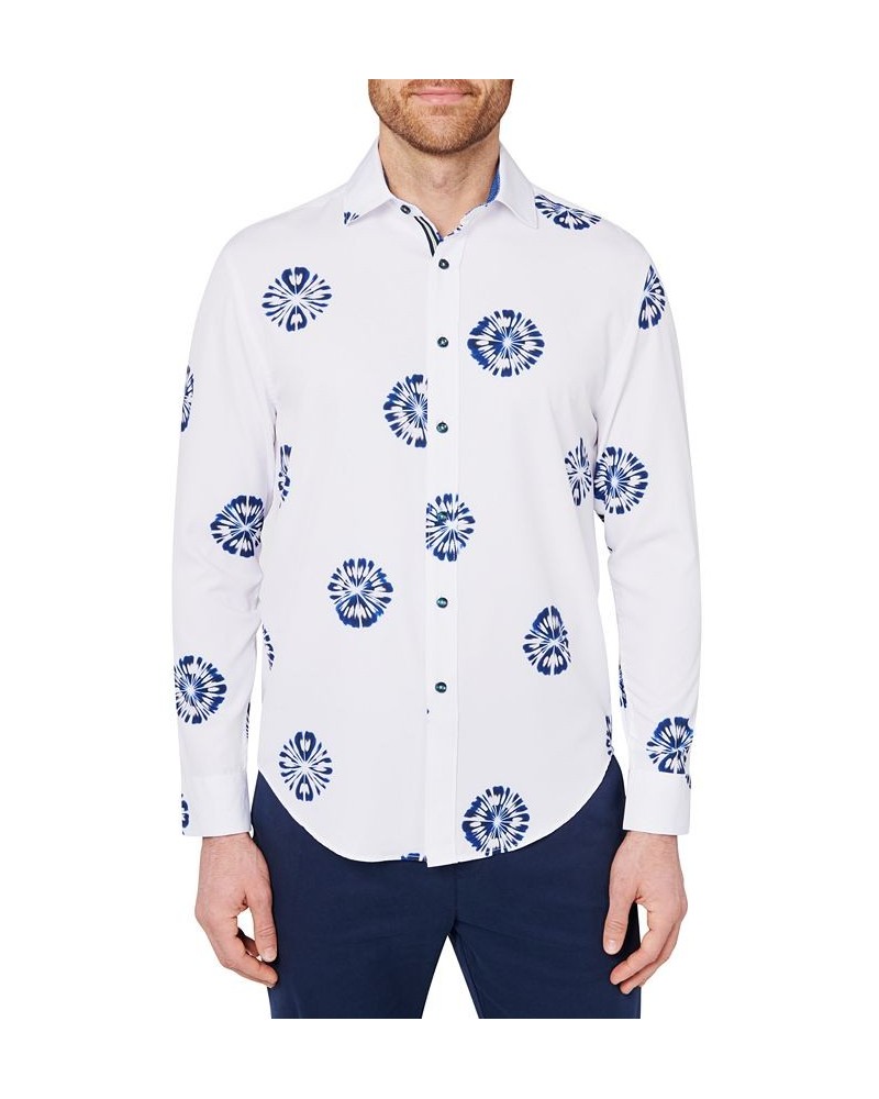 Men's Slim-Fit Floral Performance Shirt White $22.39 Shirts