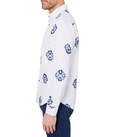 Men's Slim-Fit Floral Performance Shirt White $22.39 Shirts