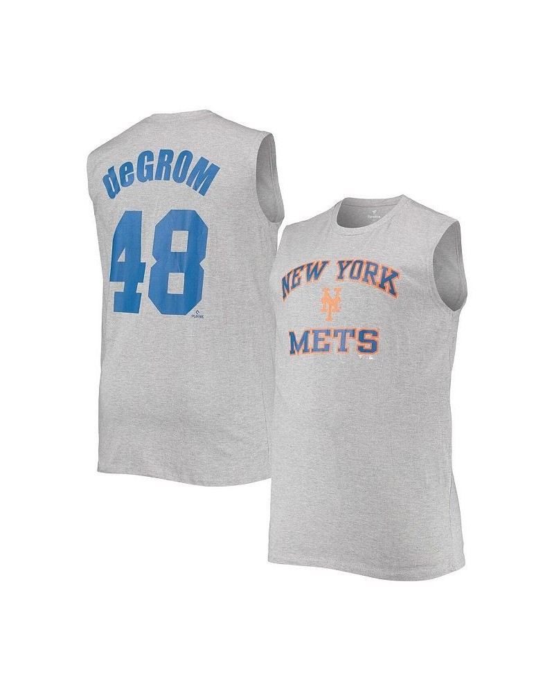 Men's Jacob deGrom Heathered Gray New York Mets Big and Tall Muscle Tank Top $23.75 T-Shirts