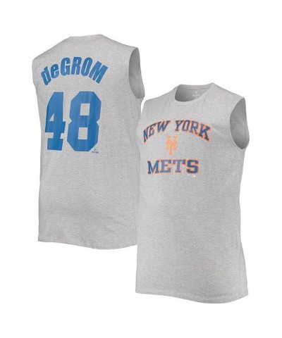 Men's Jacob deGrom Heathered Gray New York Mets Big and Tall Muscle Tank Top $23.75 T-Shirts