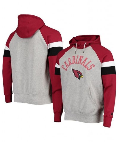 Men's Heathered Gray, Cardinal Arizona Cardinals Home Run Raglan Pullover Hoodie $38.40 Sweatshirt
