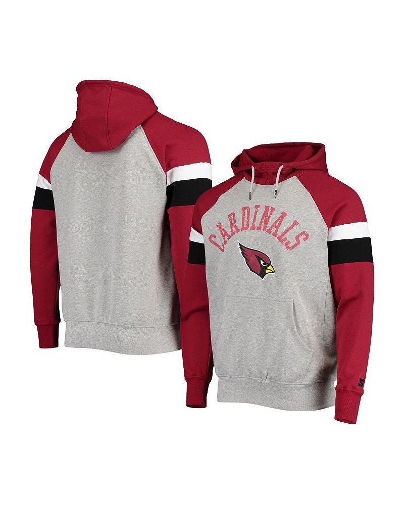 Men's Heathered Gray, Cardinal Arizona Cardinals Home Run Raglan Pullover Hoodie $38.40 Sweatshirt