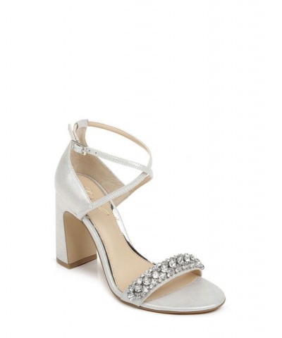 Women's Penny High Heel Evening Sandal Silver $41.28 Shoes