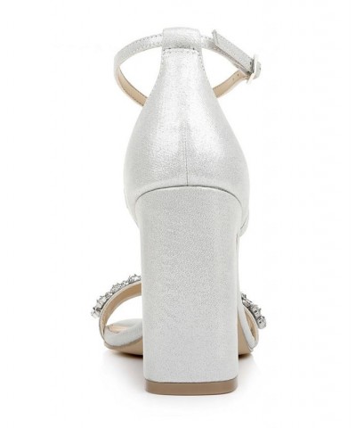 Women's Penny High Heel Evening Sandal Silver $41.28 Shoes