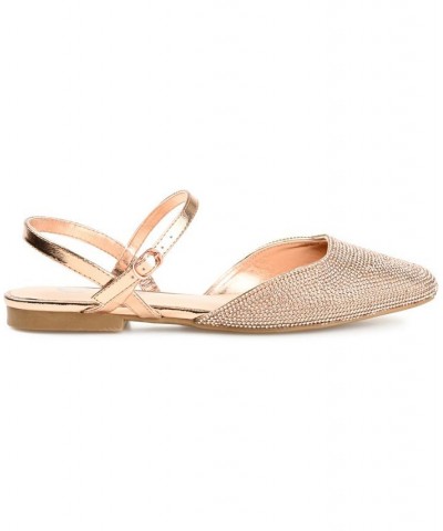 Women's Nysha Rhinestone Flat Gold $47.00 Shoes