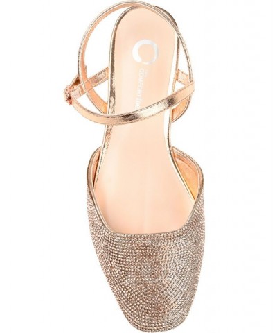 Women's Nysha Rhinestone Flat Gold $47.00 Shoes