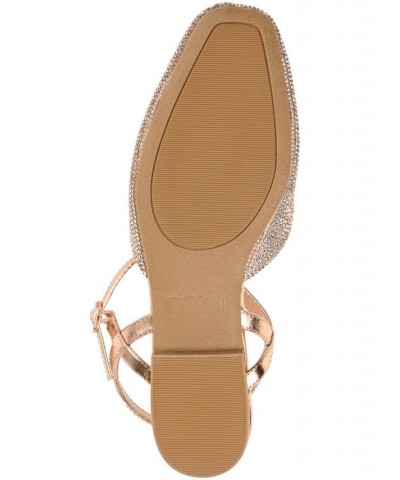 Women's Nysha Rhinestone Flat Gold $47.00 Shoes