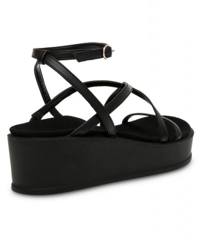 Women's Verano Strappy Flatform Sandal Black $31.60 Shoes