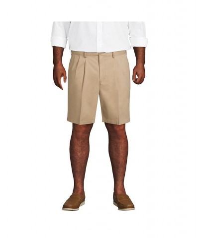 Men's Big and Tall Comfort Waist Pleated 9 Inch No Iron Chino Shorts Tan/Beige $31.48 Shorts