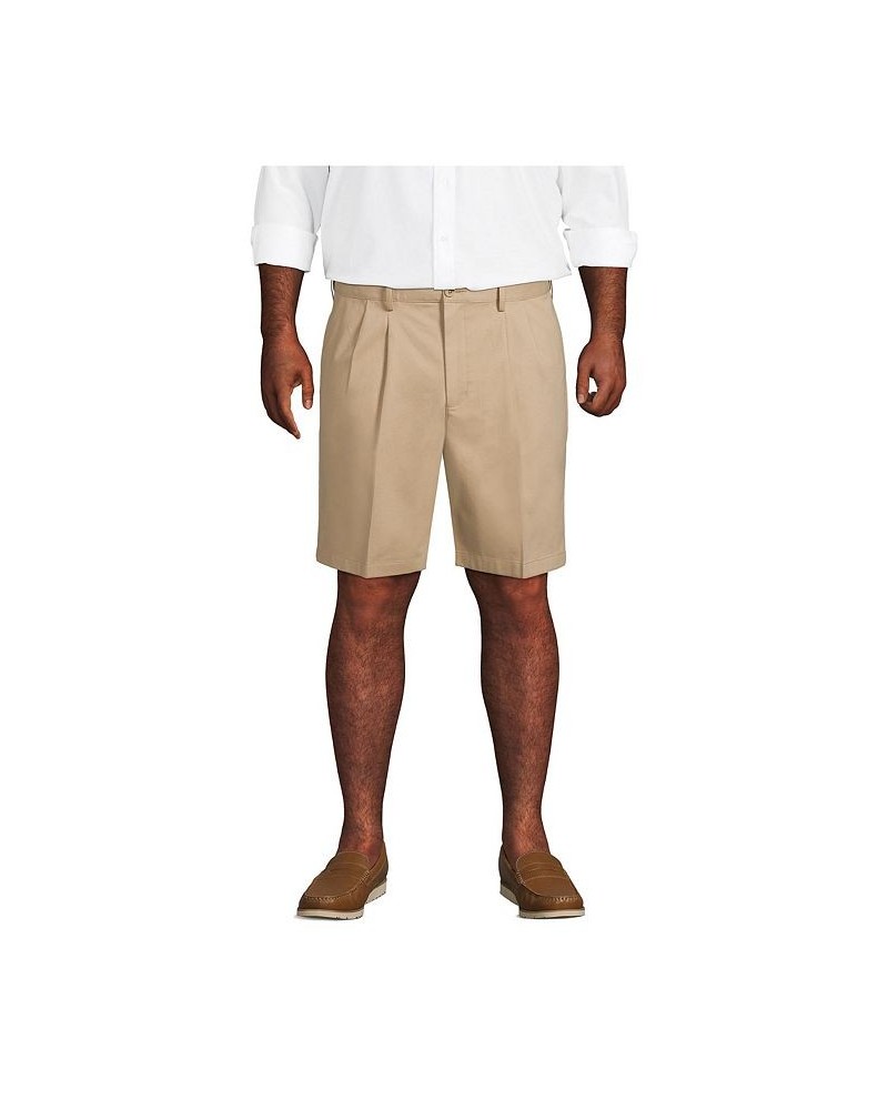 Men's Big and Tall Comfort Waist Pleated 9 Inch No Iron Chino Shorts Tan/Beige $31.48 Shorts