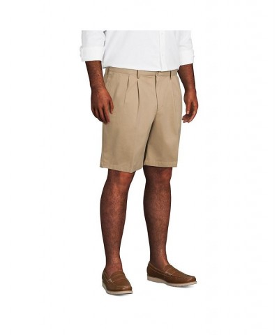 Men's Big and Tall Comfort Waist Pleated 9 Inch No Iron Chino Shorts Tan/Beige $31.48 Shorts